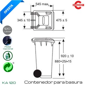 Contenedor de Basura 120 Litros