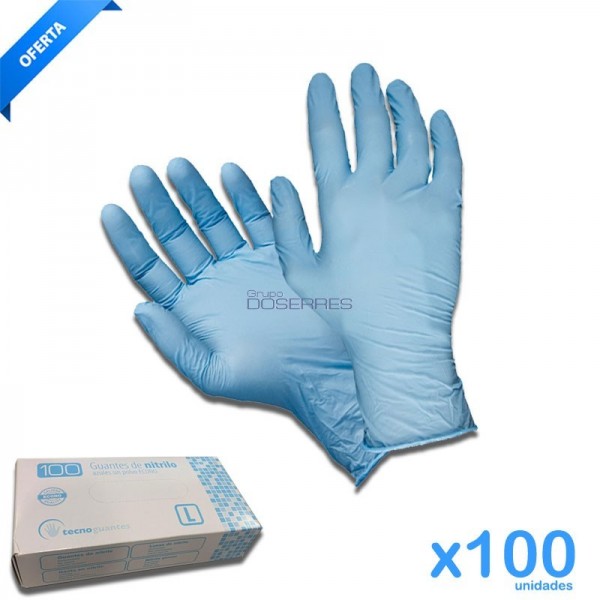 Guantes de nitrilo azules sin polvo
