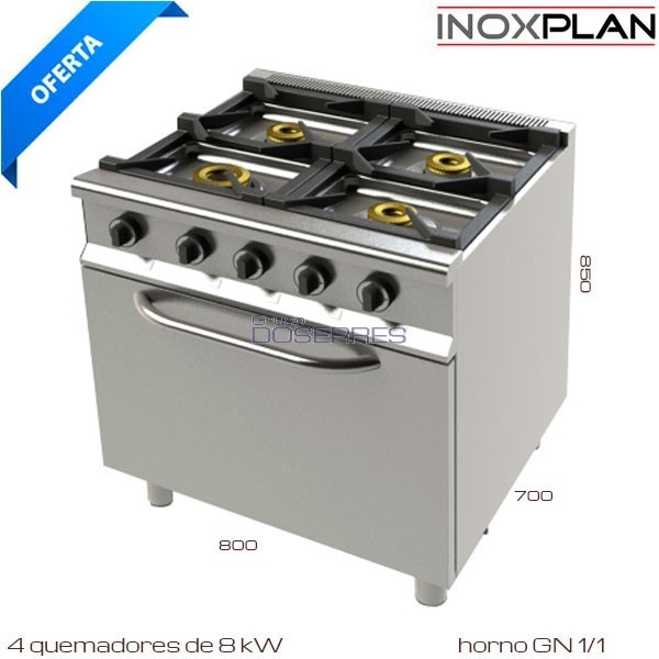 Cocina 4 fuegos + horno Barata